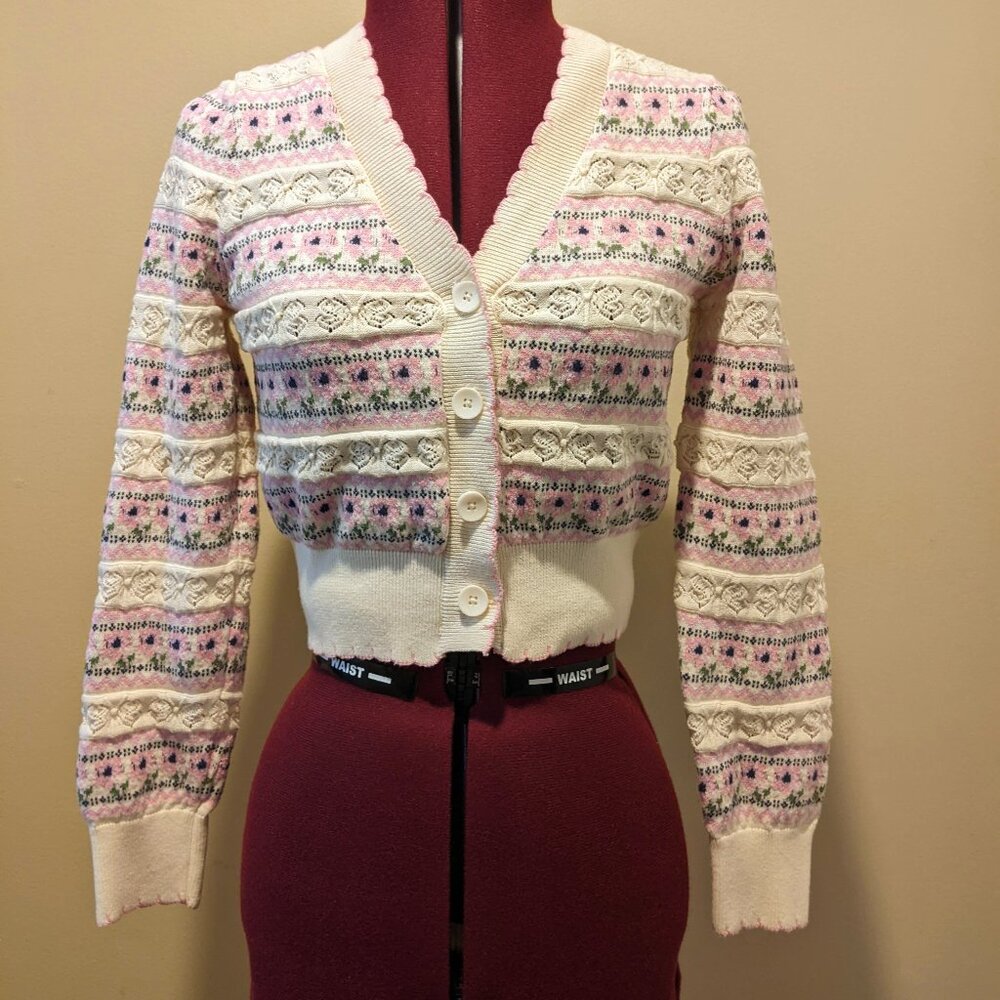 RSQ Women's Cropped Floral Knit Cardigan – Size M